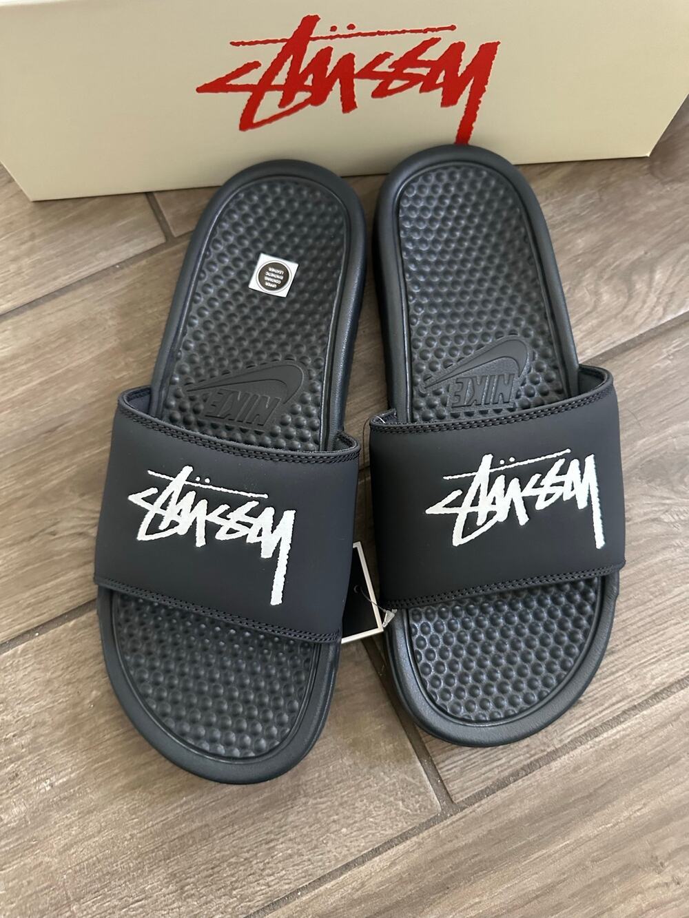 Nike Benassi Stussy Slides Black Men's 8 Women's 9.5